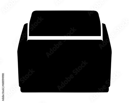 Black silhouette of a classic vintage sofa with rounded shapes design