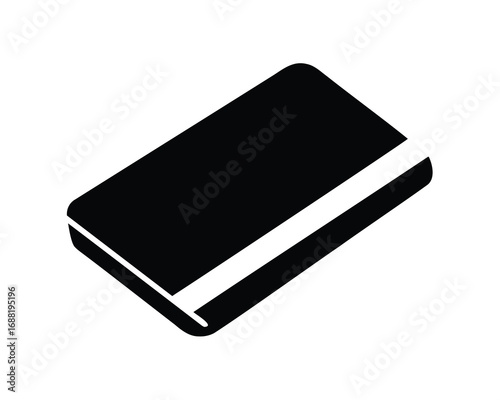 Isometric view of a black and white book isolated on a white background