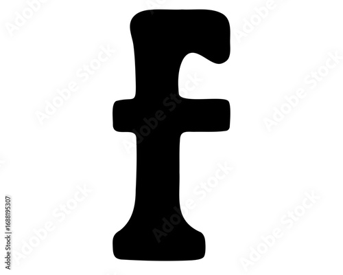Isolated lowercase letter f in black with rounded and slightly irregular shape