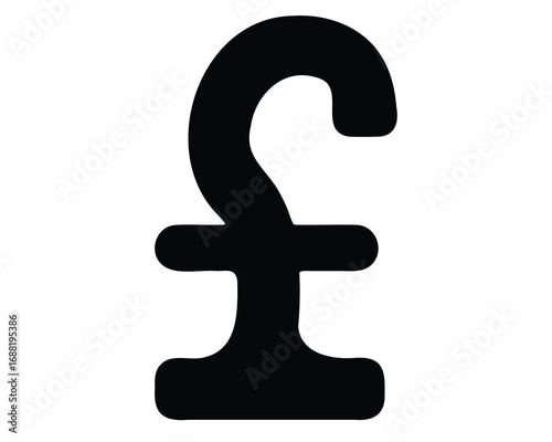 Black Pound Sterling Symbol on White Background Illustrates British Currency and Finance