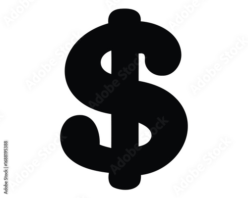 Isolated black simple dollar sign on white background currency symbol icon