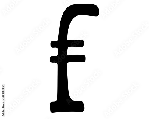 Stylized Pound Sterling Symbol in Black Isolated on White Background