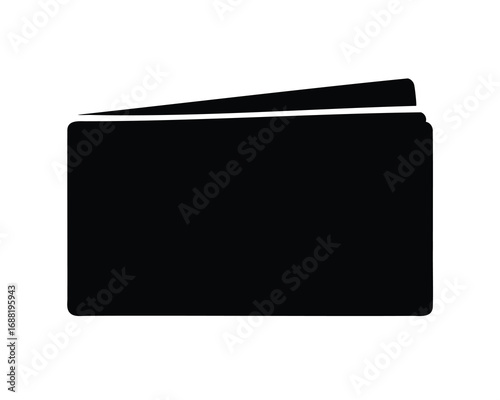 A minimalistic icon of a slightly open book or wallet with rounded edges