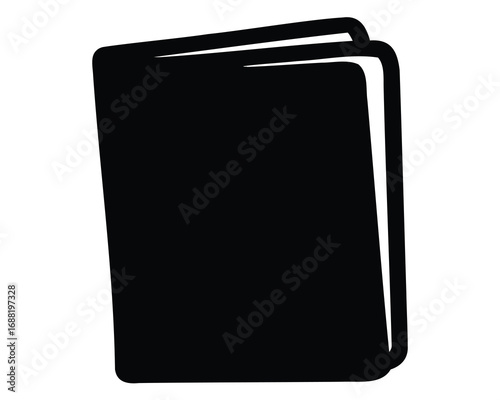 Stylized Black and White Illustration of an Open Book Symbol or Icon