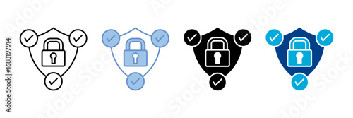 Shield Protection Icon Set Multiple Style Collection