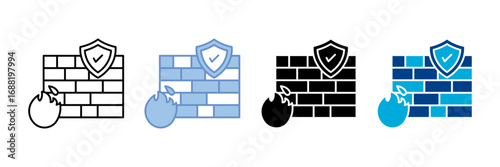 Firewall Icon Set Multiple Style Collection