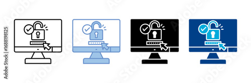 Secure Login  Icon Set Multiple Style Collection