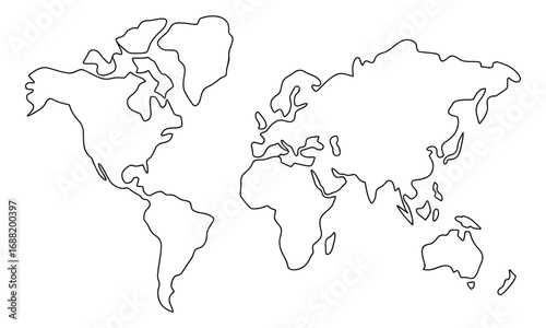 Outline of the world map for global concepts, travel, and international business designs