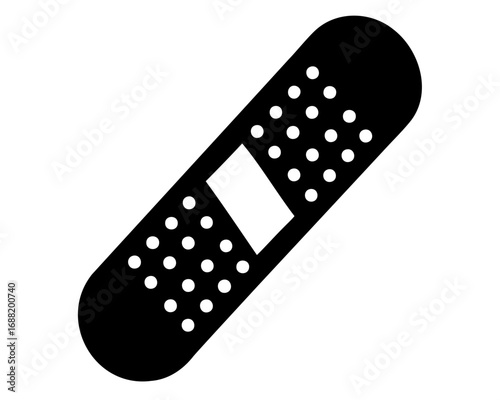 Black and white plaster bandage illustration with small circular air holes