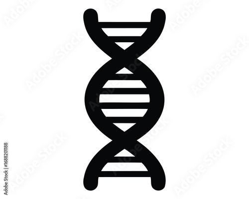 Stylized Black and White DNA Double Helix Vector Graphic Representation