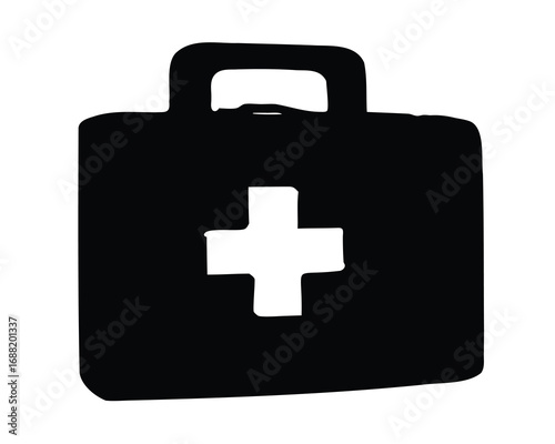 Simple Black and White Illustration of a Medical First Aid Kit