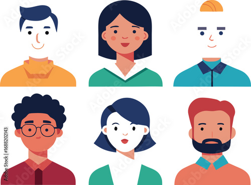 Flat Design Avatars Of Diverse People illustration