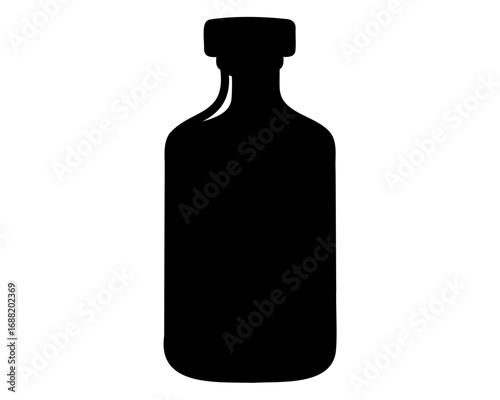 Silhouette of a simple bottle with cap and smooth rounded base