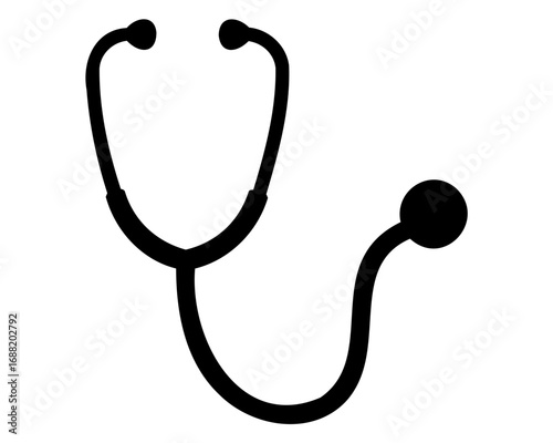 Simple Black and White Stethoscope Design Symbolizing Healthcare and Medical Professions