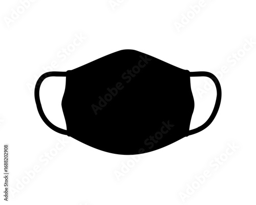Black fabric mask silhouette on a white background in simple design