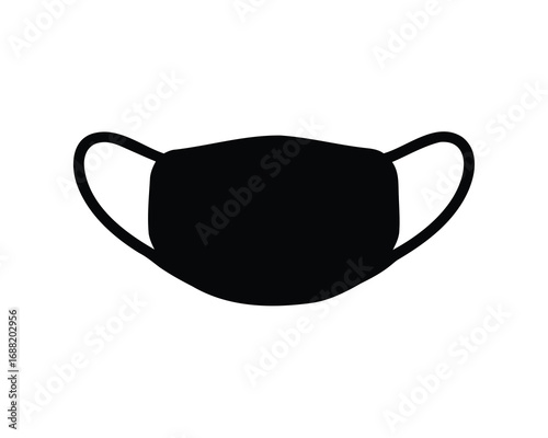 Black and white minimal image of a medical or surgical face mask