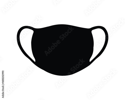Black face mask with ear loops for protection against virus