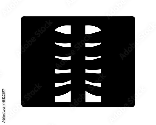 Abstract image of a spine or vertebrae encased in a black box