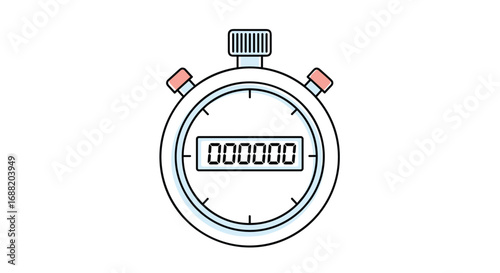 Vintage stopwatch displays digital time, perfect for projects needing a retro or precise feel