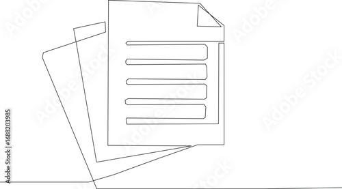 One continuous line vector drawing of a folder. Outline documents background icon. Saving securities vector icon. Vector illustration, Clipboard with checklist. Continuous line one drawing. Simple. 