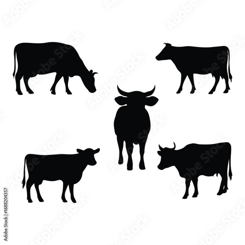 Cow Silhouettes – Farm Animal Vector Collection
