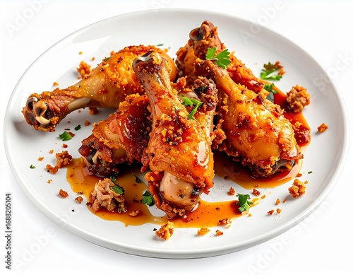 フライドチキン ドラムスティックの盛り付け／Fried Chicken Drumsticks on a Plate