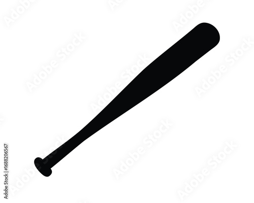 Silhouette of a Baseball Bat Isolated on White Background for Sports