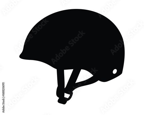 Black silhouette of a bicycle helmet for protection during outdoor sports