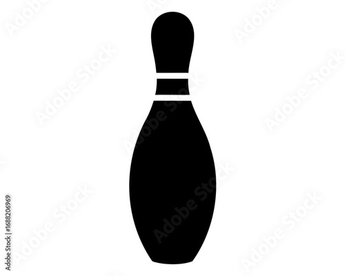 Simple black and white bowling pin, symbolizing recreation and competitive sports