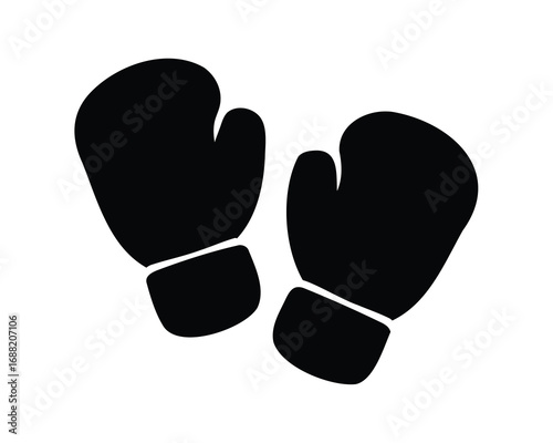 Black and White Boxing Gloves Illustration for Fitness or Sporting Events