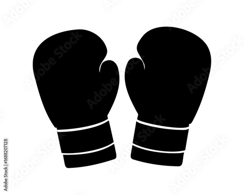 Bold black silhouette of boxing gloves for fitness or sports activities