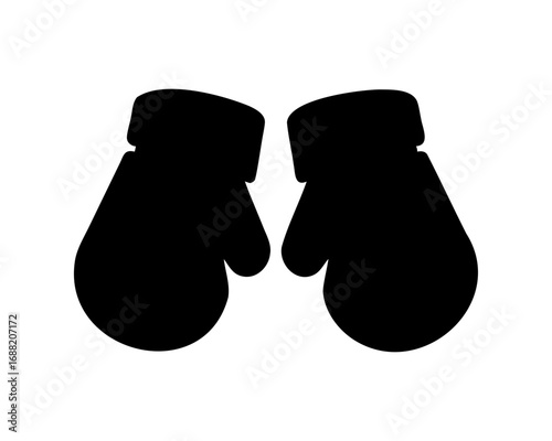 A pair of cozy winter mittens in simple black silhouette design