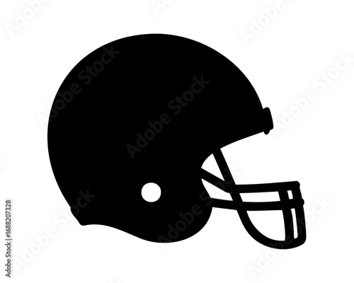 Simple Black and White Silhouette of an American Football Helmet on White