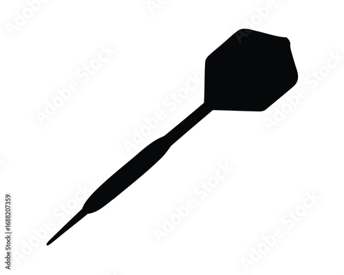 Black silhouette illustration of a dart, a projectile designed for throwing, isolated