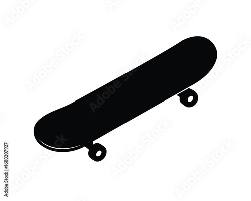 Black and White Skateboard Graphic Illustration on a White Background Design