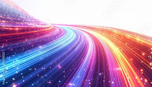 Wallpaper Mural Optical data concept represented by abstract glowing lines on white background. High speed and large capacity data transmission made possible using optical fiber. Torontodigital.ca