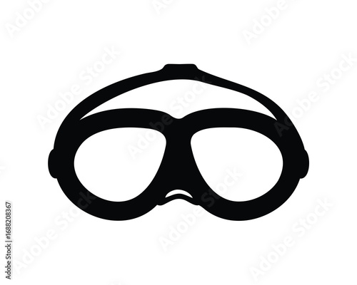 Simple black and white image of a pair of swimming goggles