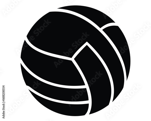 Stylized silhouette of a volleyball with distinctive panel design for graphic applications
