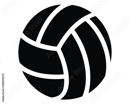Simple minimalist black and white line art illustration of a volleyball sport
