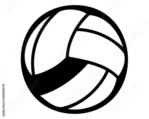 Simple black and white vector graphic of a volleyball illustration