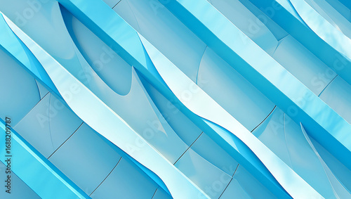 Abstract Blue and White Diagonal Ribbons and Panels Background image photo