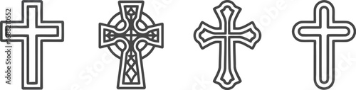 Four celtic irish christian cross symbols religious faith spirituality hope symbolism artistic design vector
