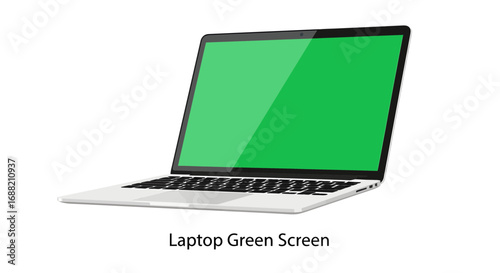 Modern Laptop Displaying a Bright Green Screen for Customizable Content and Design
