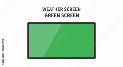 Vector illustration of a green screen television monitor for chroma key compositing and special effects in video production, isolated element
