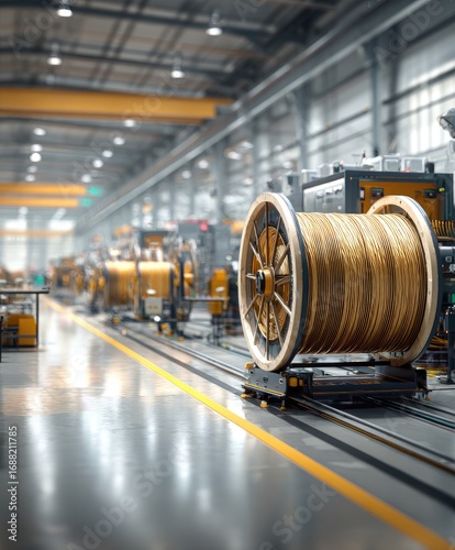 Industrial plant with a spool of wire