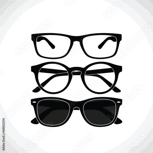 Collection of eyewear styles featuring glasses and sunglasses for fashion and vision needs vector