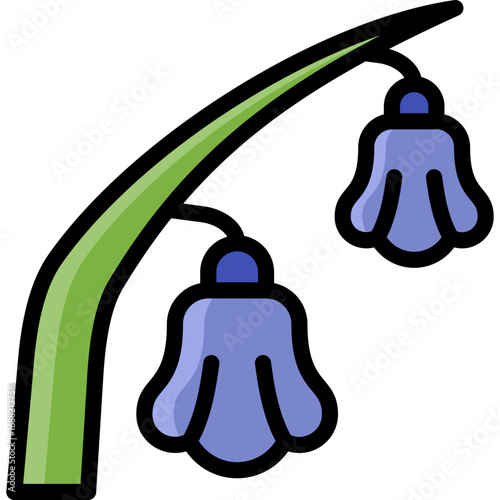 bluebell icon illustration design with filled outline