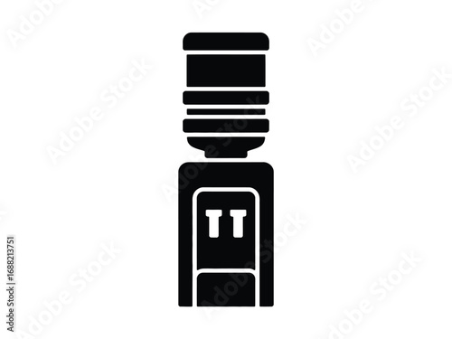 Simple silhouette icon of a modern water cooler dispenser with top bottle