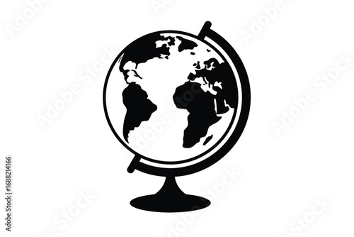 Simple silhouette of a globe illustrating the earth's continents