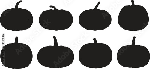 Eight pumpkin silhouettes arranged in a rectangular pattern